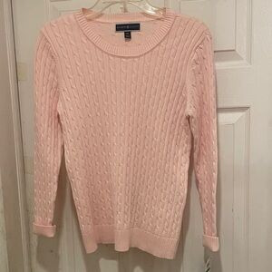NWT Karen Scott Light Pink Cable Knit Sweater